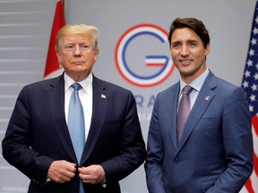U.S. President Donald Trump and Canada's Prime Minister Justin Trudeau hold a bilateral meeting during the G7 summit in Biarritz, France, August 25, 2019.