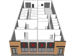 An overhead drawing of the new SNAP space on 105 Avenue and 115 Street.