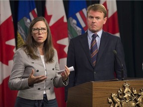 Anne Summach is with the Nurse Practitioner Association of Alberta standing with the health minister. Alberta Health Minister Tyler Shandro announced that the Alberta Government will recruit 30 new nurse practitioners on for rural communities Sept.17, 2019.