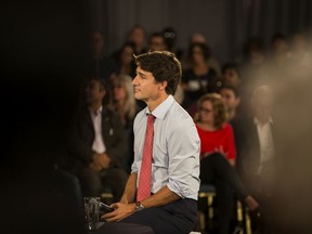 Liberal leader Justin Trudeau speaks at a town hall in in Saskatoon, SK on Thursday, September 19, 2019.