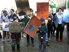 Edmonton school students rallied at the Alberta Legislature, joining thousands of students around the world who skipped school on Friday March 15, 2019 to protest inaction on climate change.