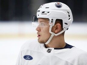 Forward Ostap Safin (59) is seen during Edmonton Oilers Rookie Camp at Rogers Place in Edmonton.