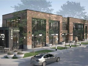 A rendering of the proposed two-storey commercial development on the northeast corner of 134 Street and 104 Avenue across from the future Glenora Valley Line West LRT stop. (Supplied)