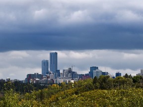 Dark looming clouds still hangover the city as rain is forecasted again in Edmonton, Sept. 11, 2019. E