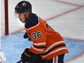 Edmonton Oilers defenceman Joel Persson in NHL pre-season action on Sept. 16, 2019, against the Winnipeg Jets at Rogers Place.