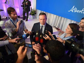 Premier Jason Kenney speaks at a news conference at the Art Gallery of Alberta being held by Telus, which announced a landmark investment in Alberta over the next five years, on Tuesday, Sept. 24, 2019.