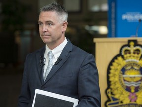 Edmonton police Const. Dana Gehring of the cyber crimes unit talks on Thursday, Sept. 26, 2019, about police seizing three Canadian web domains as part of an ongoing investigation into employment scams involving fake job ads.