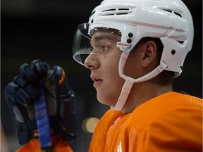 Defenceman Ethan Bear during Edmonton Oilers rookie camp on Sept. 10, 2018, at Edmonton's Rogers Place. Photo by David Bloom.