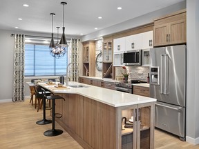 All Crescent Trails townhomes include double-attached rear garages and stylish kitchens, with plenty of counter space.