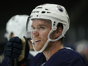 Edmonton Oilers captain Connor McDavid skated at training camp in Edmonton on Friday September 13, 2019. (PHOTO BY LARRY WONG/POSTMEDIA)