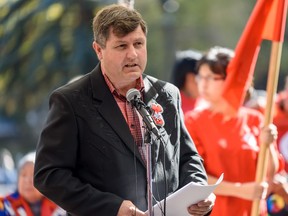 Minister of Indigenous Relations Rick Wilson speaks during CalgaryÕs 15th Annual Sisters in Spirit Vigil to honour murdered and missing Indigenous women and girls on Friday, October 4, 2019. The event was organized by Awo Taan Healing Lodge Society. Azin Ghaffari/Postmedia Calgary