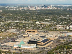 EDMONTON, ALTA: SEPTEMBER 10, 2015 -- An aerial view of West Edmonton Mall and downtown Edmonton on September 10, 2015.