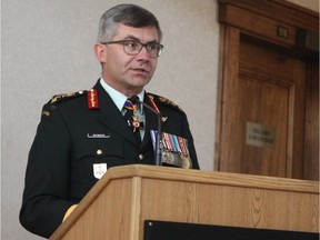 Lieutenant-General Paul Wynnyk speaks at a change of command ceremony at CFB Edmonton on Thursday, June 29, 2017. File photo