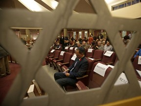 Hundreds attended a memorial service at Beth Israel Synagogue in Edmonton on Monday October 29, 2018 for victims of the Pittsburgh Jewish synagogue shooting.