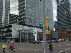 A new adaptive traffic signal system has been installed at intersections on 101 Street, between 103A Avenue and 111 Avenue on Wednesday, Oct. 2, 2019. Edmonton is the first Canadian city to evaluate this technology that manages vehicle and pedestrian traffic by monitoring and changing traffic signal timings to adapt to variable traffic demand.