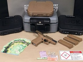 A woman was charged with firearms trafficking after being arrested by ALERT and Grande Prairie RCMP. Handout photo/ALERT