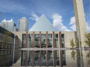 The City Hall Fountain is being tested before the water is drained for good as the cold weather arrives in Edmonton on October 7, 2019.