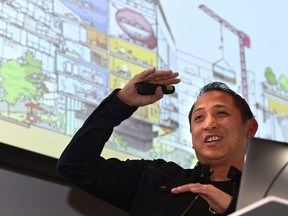 Ken Bautista, partner at Makespace, and co-founder of Startup Edmonton, speaks about Makespace's vision to engage and attract talent and companies to Downtown office buildings in Edmonton, October 10, 2019. Ed Kaiser/Postmedia