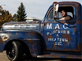 Matteo Medoro shows his rebuilt 1951 Ford truck in Edmonton, on Saturday, Oct. 12, 2019. The truck is going to be featured at the upcoming 2019 Specialty Equipment Market Association's (SEMA) Auto Show in Las Vegas.