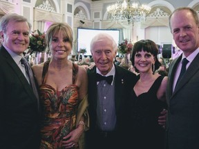 Some of the team who made the 20th annual Kids Kottage gala at the Fairmont Hotel Macdonald a success are, from left to right, Tony Francceschini, who helps many charities with his wife Daniela; committee member and Provincial Court Judge Rosanna Saccomani; gala founder Bob Westbury; Kids Kottage exedcutive director Janine Fraser and Rod Wales, gala committee chair and Ledcor operations vice-president. The team hopes to have raised nearly half of the Kids Kottage annual budget of $1.3 million