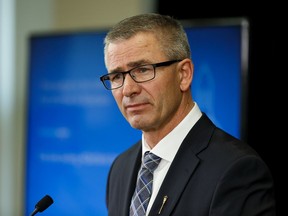 Alberta Finance Minister and President of the Treasury Board Travis Toews speaks about Budget 2019, the United Conservative Party's first since winning the 2019 provincial election, during a press conference at the Federal Building in Edmonton on Thursday, Oct. 24, 2019. Photo by Ian Kucerak/Postmedia