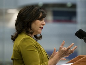 Education Minister Adriana LaGrange announces new standards and guidelines for the use of seclusion rooms, physical restraint and time-outs, during a press conference in Edmonton Wednesday Oct. 23, 2019. Photo by David Bloom