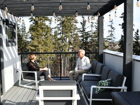 Barb and Forrest Wright fell in love with the views of the forest from the roof top patio at Pivot, in Rutherford in southwest Edmonton.