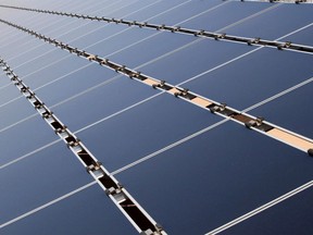 Some of the 30,000 solar panels that make up the Public Service Company of New Mexico's new 2-megawatt photovoltaic array in Albuquerque, N.M. on April 20, 2011.