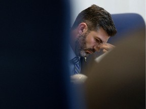 Edmonton Mayor Don Iveson chairs an emergency budget meeting at city hall, following funding cuts in the provincial budget, in Edmonton on Friday, Oct. 25, 2019.