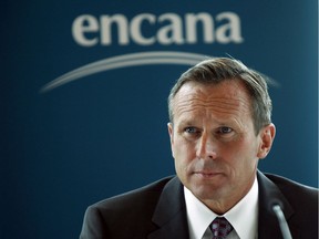 Doug Suttles, the new CEO of Encana Corp., speaks to reporters in Calgary, Alta., Tuesday, June 11, 2013.