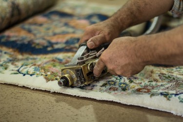 The rugs are carefully shaved to make them even.