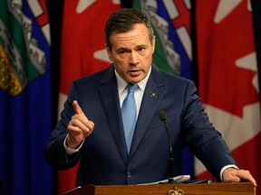 Alberta Premier Jason Kenney speaks at the Alberta legislature on Oct. 22, 2019.