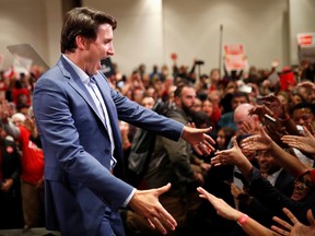 Liberal leader and Canadian Prime Minister Justin Trudeau attends a rally during an election campaign visit to Mississauga, Ontario, Canada October 12, 2019.