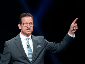 Bloc Québécois Leader Yves-François Blanchet during the French-language debate on Oct. 10, 2019.