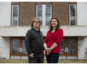 (right to left) University of Alberta professors Dr. Sandra Bucerius and Dr. Kevin Haggerty pose for a photo at the university, in Edmonton Friday Nov. 8, 2019. The two are principal investigators on the University of Alberta Prison Project, the largest study on prison life in the history of Canada. Photo by David Bloom