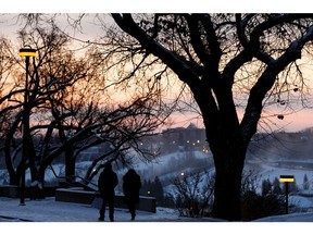 The sun rises over a chilly river valley in Edmonton, on Thursday, Nov. 28, 2019. Cold weather has moved into the Capital Region this week. Photo by Ian Kucerak/Postmedia