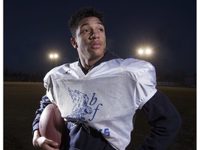 SHERWOOD PARK, AB.--Bev Facey high school football player Chuba Hubbard on November 19, 2015, in Sherwood Park.