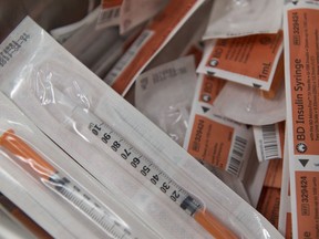 Syringes available for clients at the supervised drug consumption site at Boyle Street Community Services.