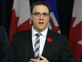 Environment and Parks Minister Jason Nixon at the Alberta legislature in Edmonton on Monday, Nov. 4, 2019.