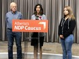 Outreach worker Wallis Kendal, left, NDP childrenís services critic Rakhi Pancholi and NorQuest student Shyannah Sinclair, on Monday, Nov. 4, 2019. Sinclair, 21, will lose benefits when she turns 22 from a government program for youth who have aged out of care. The government is lowering the cutoff age to 22 from 24 starting next April.