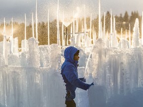 Cooler weather has allowed work to begin on Ice Castles in Hawrelak Park on Friday, Nov. 29, 2019. The giant castle made of ice is expected to open in late December or early in January.