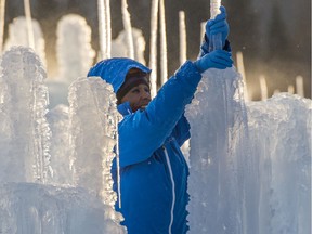Cooler weather has allowed work to begin on Ice Castles in Hawrelak Park on Friday, Nov. 29, 2019.