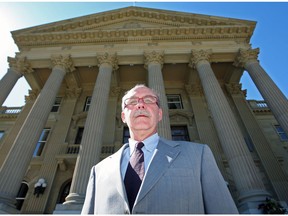 Edmonton-Alberta Chief Electoral Officer Lorne Gibson in front of the Legislature on Monday June 23.-