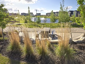 Desrochers Village features a pond with pathways.