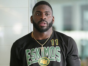 Edmonton Eskimos linebacker Larry Dean goes through some medical testing at Commonwealth Recreation Centre Field House during the team's 2019 training camp on Saturday, May 18, 2019.