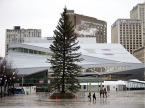 The city's Christmas Tree was set up over right in Churchill Square, in Edmonton Friday Nov. 8, 2019.