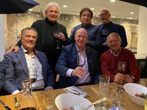 Friends and founders of the Goat Dinner celebrated the event's 25th anniversary last week. Enjoying the night at the Epcor Tower's Buco restaurant are, back row, left to right: Jack Agrios, Carmel Rago and Peter Sorrell; Front row, left to right:  Sam Abouhassan; Kevin Lowe and John Hokanson.
