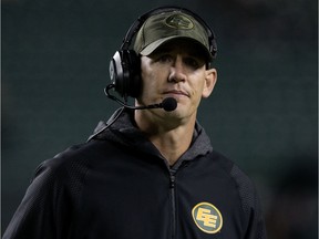 The Edmonton Eskimos' head coach Jason Maas during first half CFL action against the Hamilton Tiger-Cats at Commonwealth Stadium, in Edmonton Friday Sept. 20, 2019.