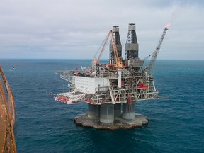 The Hibernia oil-drilling platform 315 kilometres off the coast of Newfoundland and Labrador.