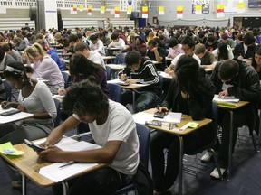 Students write exams at Harry Ainlay high school in Edmonton. File photo.